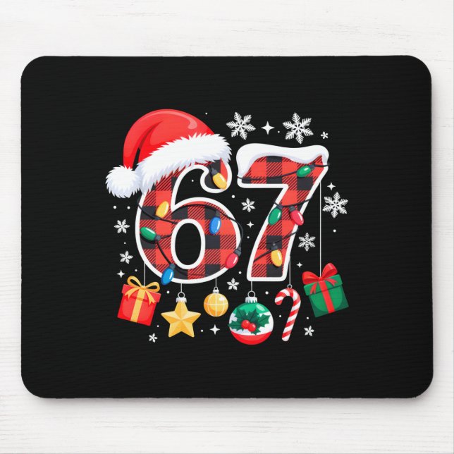 67 Christmas Red Plaid 6 7 Six Seven Boys Christma Mouse Pad (Front)