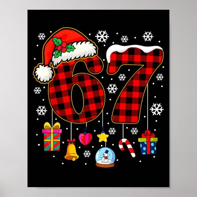 67 Christmas Red Plaid 6 7 Six Seven Boys Christma Poster (Front)