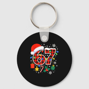 67 Christmas Red Plaid 6 7 Six Seven Boys Keychain