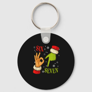 67 Christmas Santa Claus Green 6 7 Internet Meme X Keychain