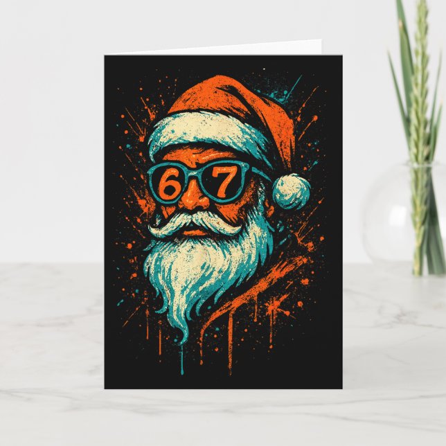 67 Christmas Santa Face 6 7 Meme Six Seven Teen Bo Card (Front)
