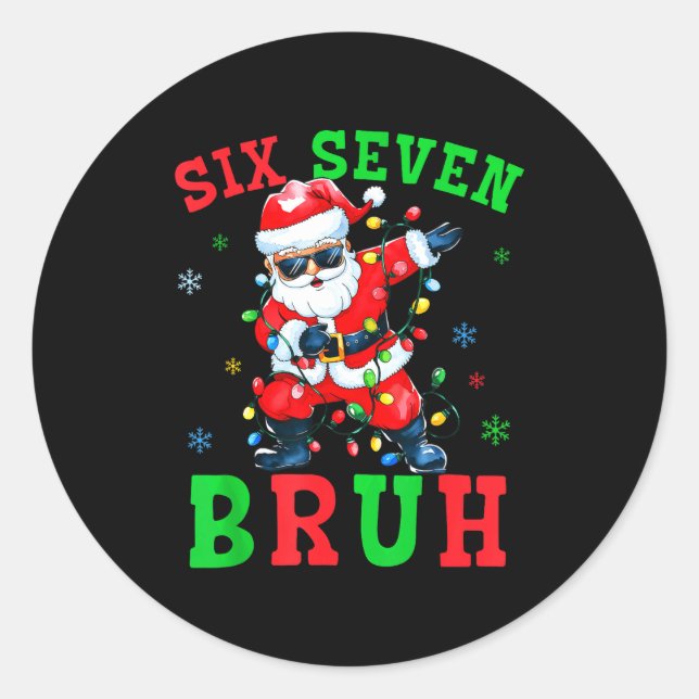 67 Christmas Six Seven Bruh Meme Santa Dabbing Chr Classic Round Sticker (Front)