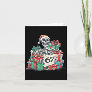 67 Christmas Skeleton Xmas Santa Hat Six Seven Fun Card