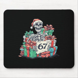 67 Christmas Skeleton Xmas Santa Hat Six Seven Fun Mouse Pad