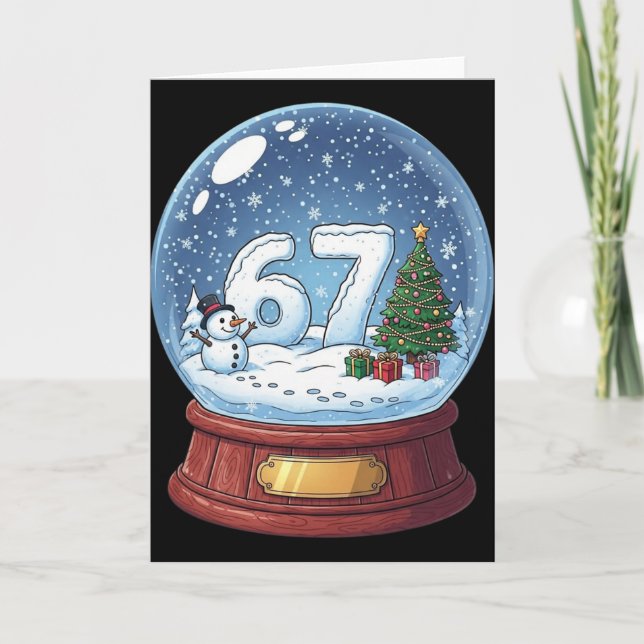 67 Christmas Snow Globe Funny Six Seven Meme  Card (Front)