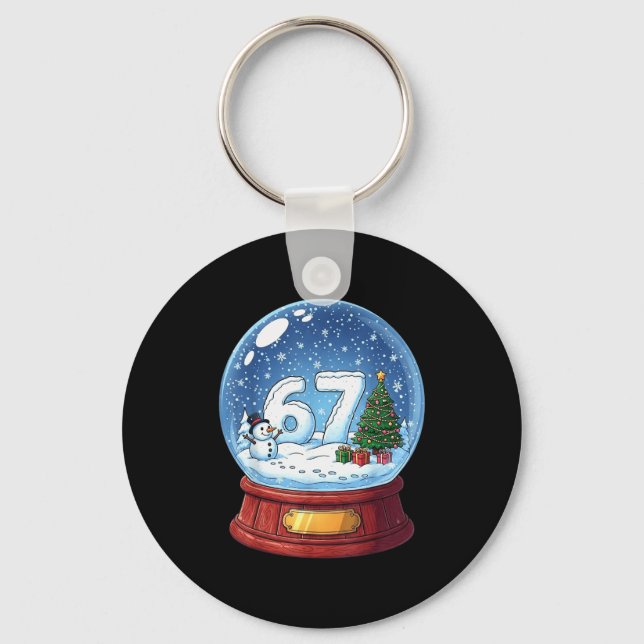 67 Christmas Snow Globe Funny Six Seven Meme  Keychain (Front)