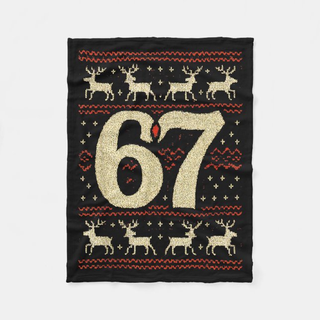67 Christmas Sweater Ugly 6 7 Meme Six Seven Mason Fleece Blanket (Front)
