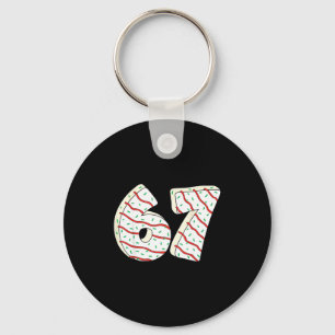 67 Christmas Tree Cakes Six Seven Funny Christmas Keychain