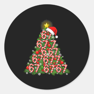 67 Christmas Tree Candy Cane Holiday Six Seven Mem Classic Round Sticker