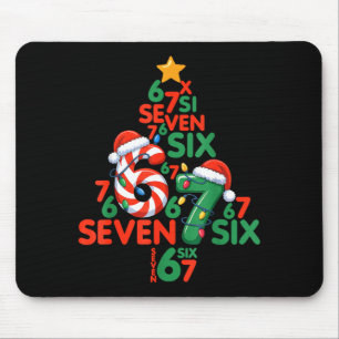 67 Christmas Tree Candy Cane Holiday Six Seven Mem Mouse Pad
