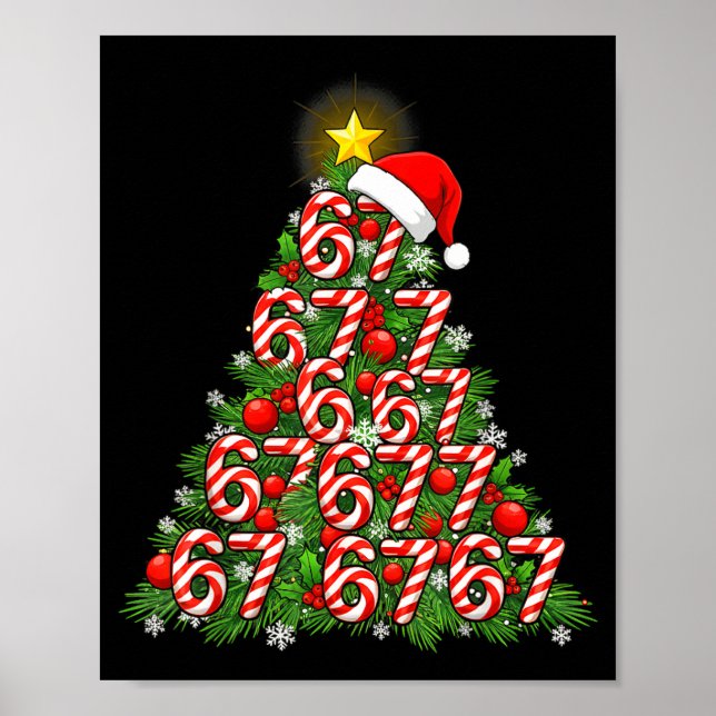 67 Christmas Tree Candy Cane Holiday Six Seven Mem Poster (Front)