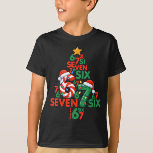 67 Christmas Tree Candy Cane Holiday Six Seven Mem T-Shirt