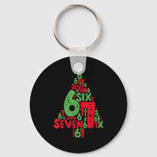 67 Christmas Tree Holiday Six Seven Meme Brainrot Keychain