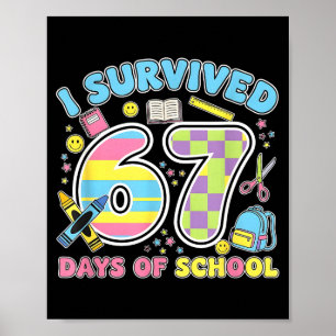 67 Clroom Milestone Cute Pastel Kids Humor  Poster