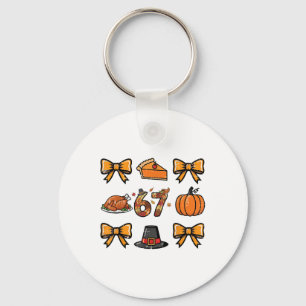 67 Coquette Thanksgiving Funny 6 7 Meme Men Women Keychain