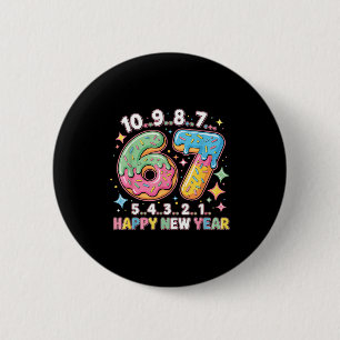 67 Countdown Happy New Year 2026 Funny Donut Numbe 2 Inch Round Button