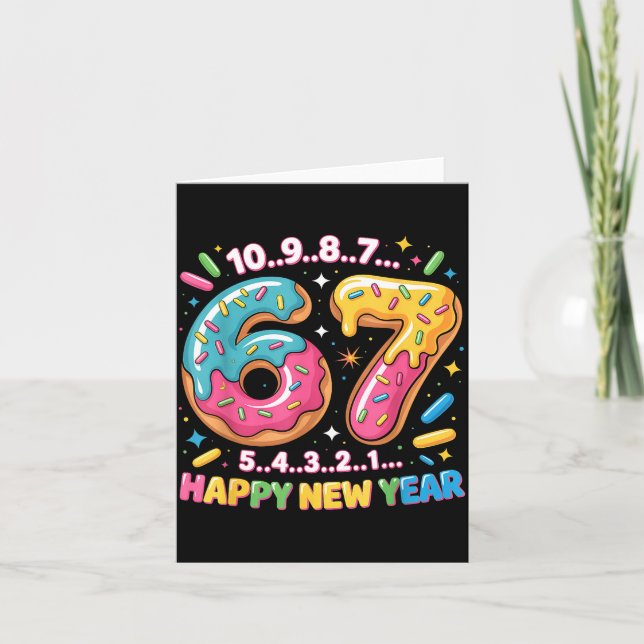 67 Countdown Happy New Year 2026 Funny Donut Numbe Card (Front)