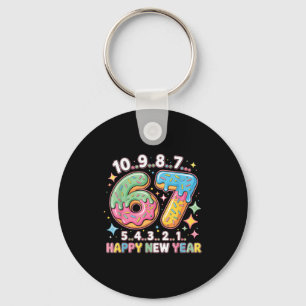 67 Countdown Happy New Year 2026 Funny Donut Numbe Keychain