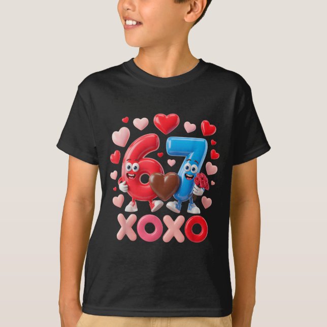 67 Cute Six Seven Gen Meme Couple Anniversary Vale T-Shirt (Front)
