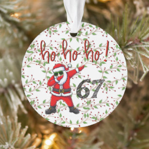 67 Dabbing Santa Christmas Ornament 