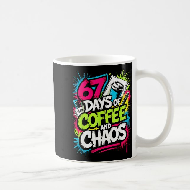 67 Days Of Coffee Teachers Retro School Six Seven  Coffee Mug (Right)