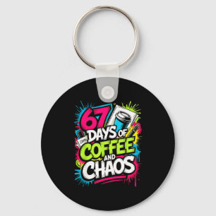 67 Days Of Coffee Teachers Retro School Six Seven Keychain
