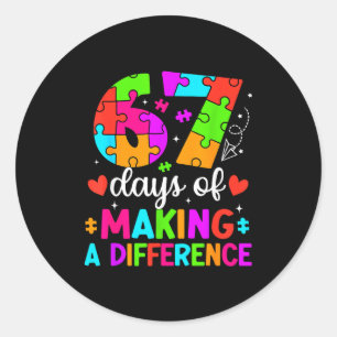 67 Days Of Making A Difference Funny Teacher Stude Classic Round Sticker