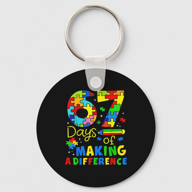 67 Days Of Making A Difference Funny Teacher Stude Keychain (Front)