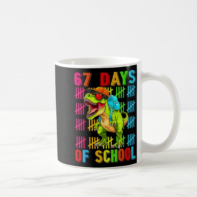 67 Days Of School 67th Day Dinosaur For Boys Mens  Coffee Mug (Right)