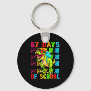 67 Days Of School 67th Day Dinosaur For Boys Mens Keychain