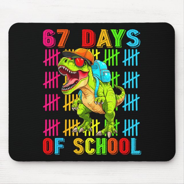 67 Days Of School 67th Day Dinosaur For Boys Mens  Mouse Pad (Front)