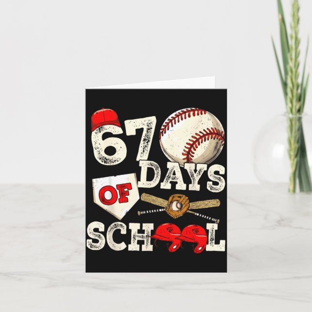 67 Days Of School 67th Day Funny Baseball Meme Men Card (Front)