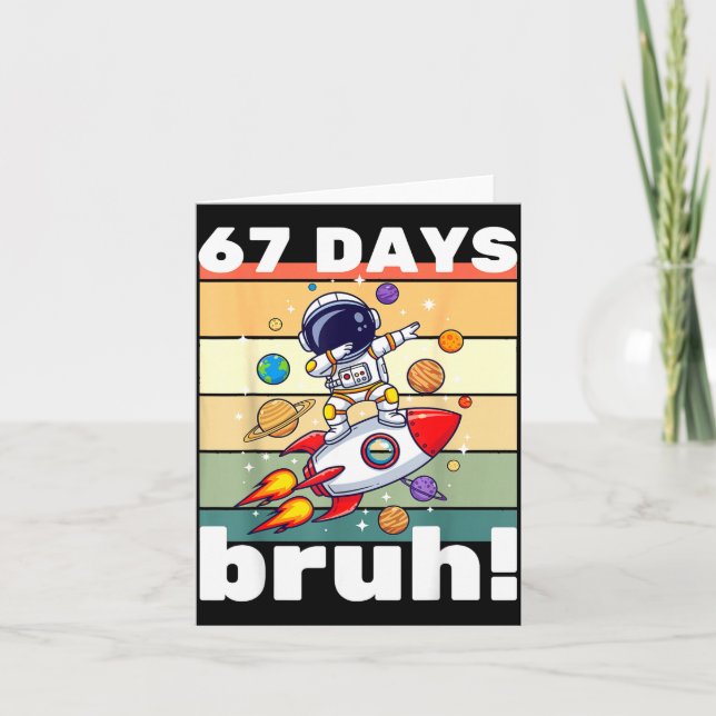 67 Days Of School Bruh Funny Meme Kids Dabbing Ast Card (Front)