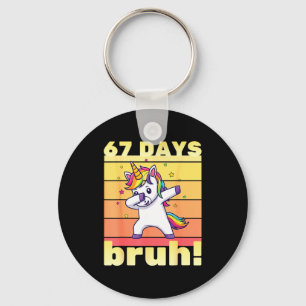 67 Days Of School Bruh Funny Teacher Kids Dabbing Keychain