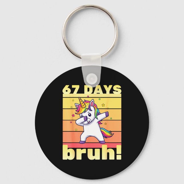 67 Days Of School Bruh Funny Teacher Kids Dabbing  Keychain (Front)