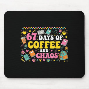 67 Days Of School Coffee Lover Teachers Retro Six  Mouse Pad