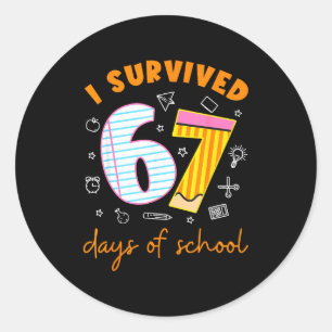67 Days Of School Cool Teacher Design  Classic Round Sticker
