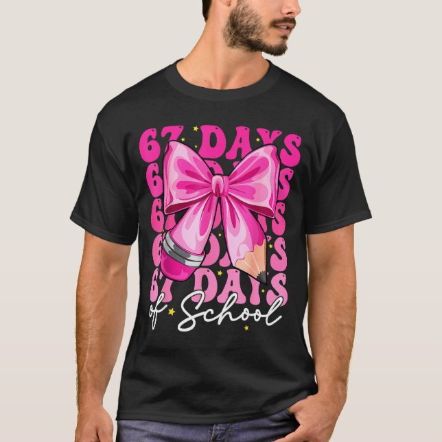 67 Days Of School Coquette Bow Six Seven Meme Teac T-Shirt (Front)