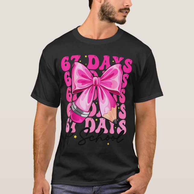67 Days Of School Coquette Bow Six Seven Meme Teac T-Shirt (Front)