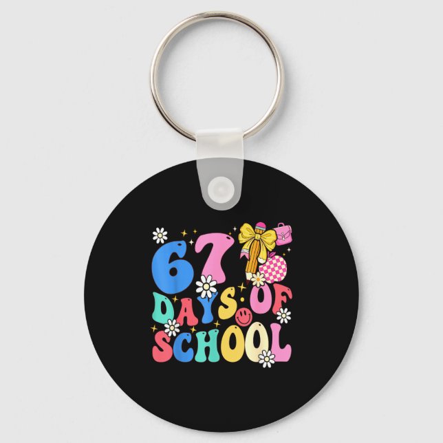 67 Days Of School Coquette Bow Students Teachers 1 Keychain (Front)