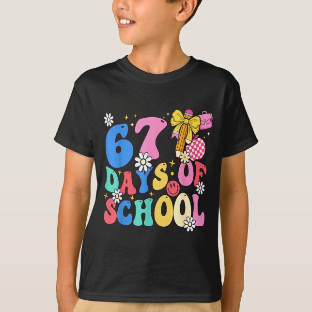 67 Days Of School Coquette Bow Students Teachers 1 T-Shirt (Front)