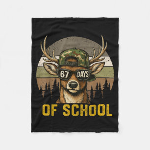 67 Days Of School Deer Hunting Boy Camo Boy Girl T Fleece Blanket