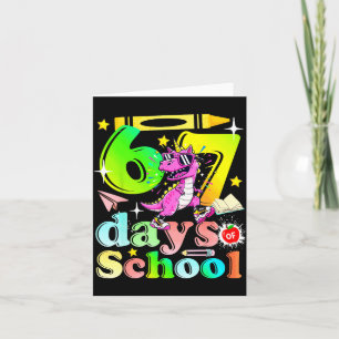 67 Days Of School Funny 6-7 Kids Girls Unicorn Din Card