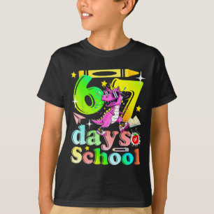 67 Days Of School Funny 6-7 Kids Girls Unicorn Din T-Shirt