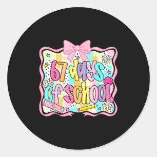 67 Days Of School Girls Coquette Bow 67th Day Of S Classic Round Sticker