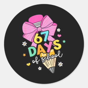 67 Days Of School Girls Coquette Bow 67th Day Of S Classic Round Sticker