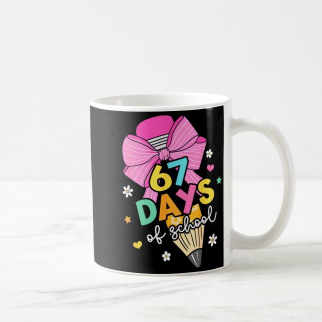 67 Days Of School Girls Coquette Bow 67th Day Of S Coffee Mug (Right)