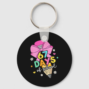 67 Days Of School Girls Coquette Bow 67th Day Of S Keychain