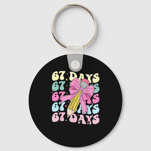 67 Days Of School Girls Coquette Bow 67th Day Of S Keychain (Front)
