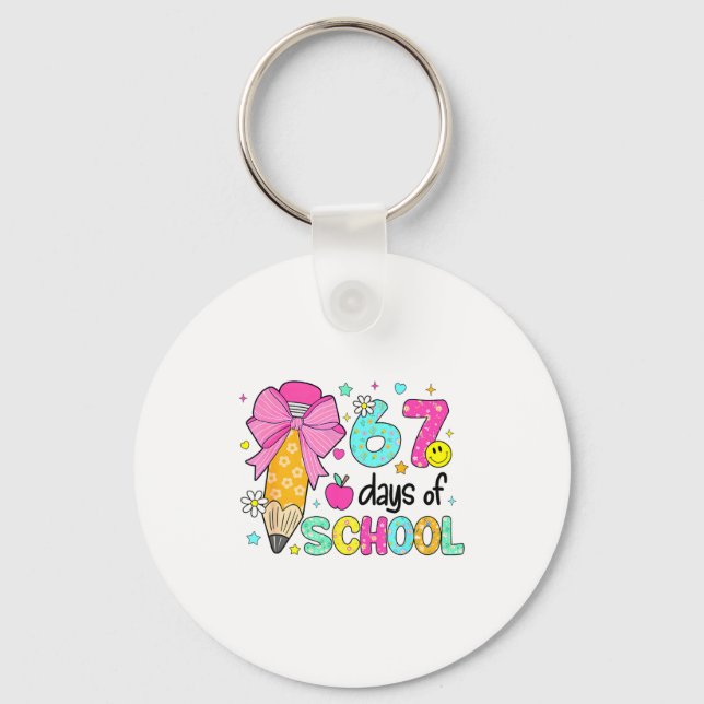 67 Days Of School Girls Coquette Bow 67th Day Of S Keychain (Front)